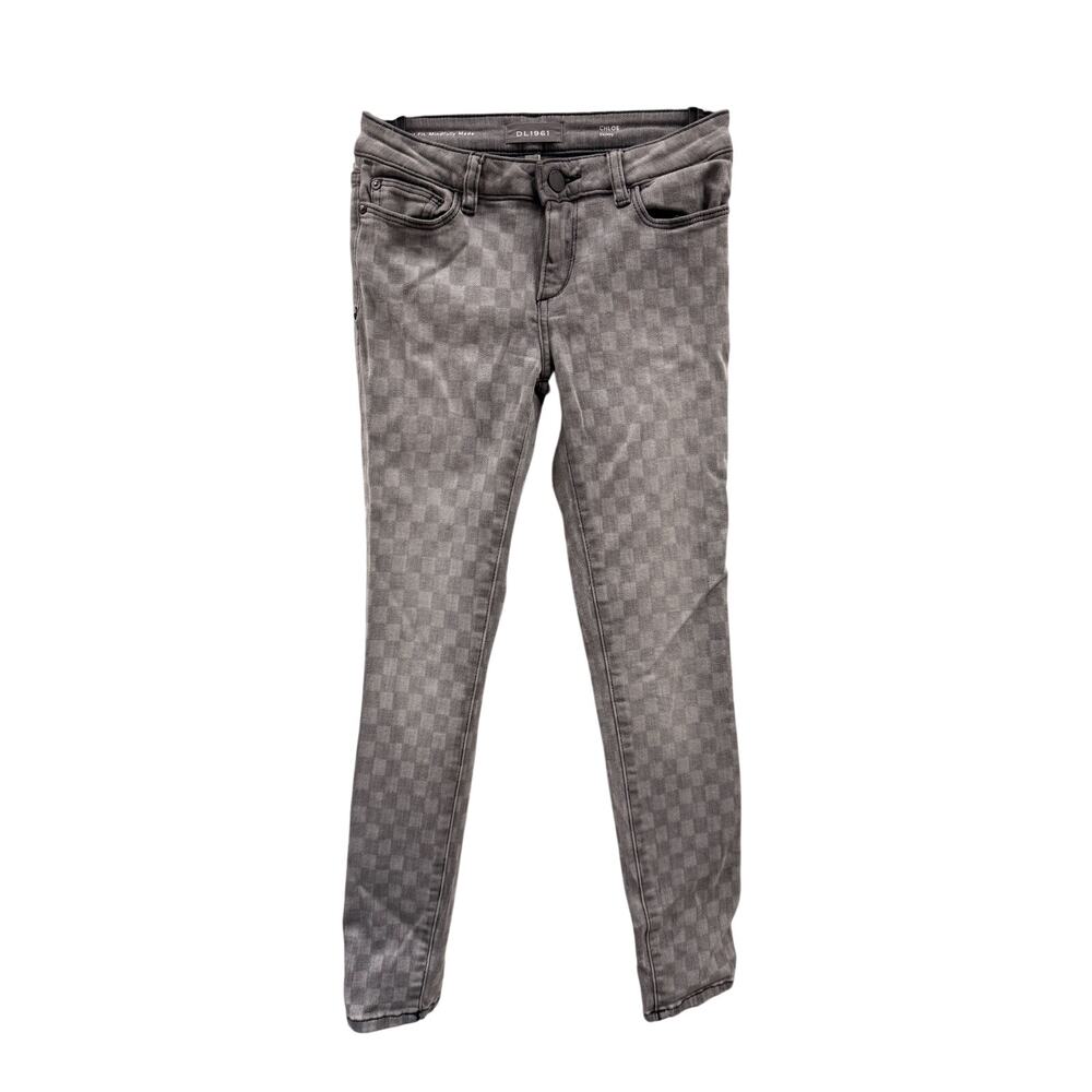DL1961 Girls Gray Checkerboard Chloe Skinny Jeans Size 10